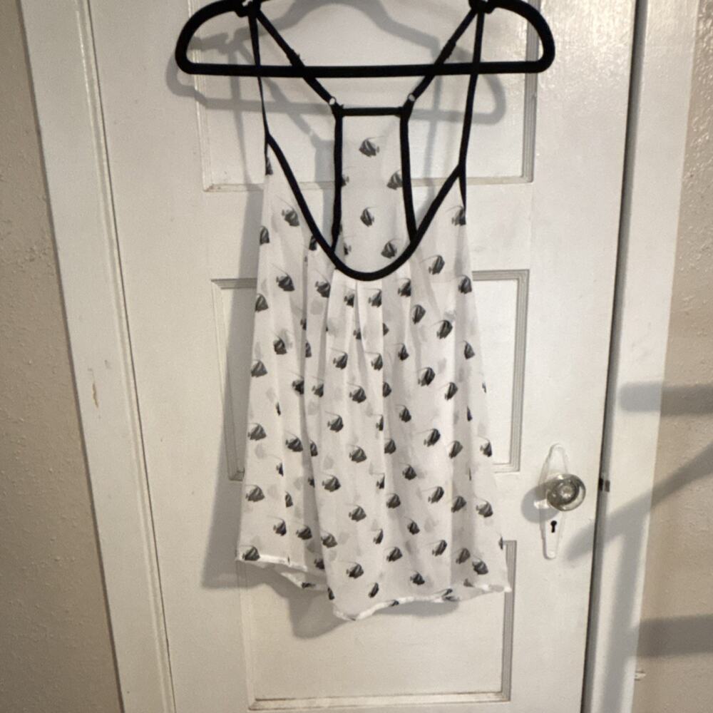 Princess Vera Wang Fish Print Cami Sleepwear Top White Black XL Women's